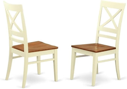 East West Furniture QUIN9-WHI-W 9 Piece Dining Table Set Includes a Rectangle Dinner Table with Butterfly Leaf and 8 Dining Room Chairs, 40x78 Inch, Buttermilk & Cherry