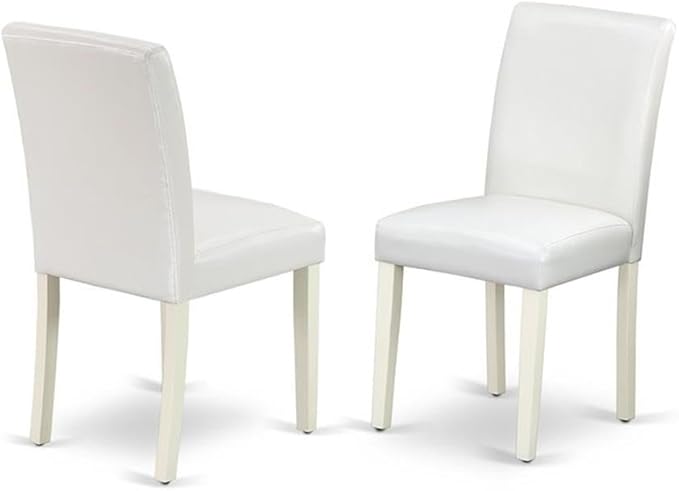 East West Furniture X097AB264-7 7 Piece Dining Table Set Consist of a Rectangle Dining Room Table with X-Legs and 6 White Faux Leather Upholstered Chairs, 40x72 Inch, Multi-Color