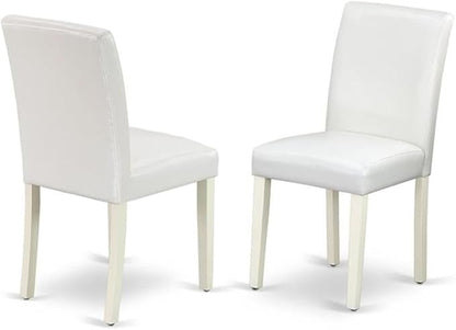 East West Furniture V077AB264-9 9 Piece Modern Dining Table Set Includes a Rectangle Wooden Table with V-Legs and 8 White Faux Leather Parson Dining Room Chairs, 40x72 Inch, Multi-Color