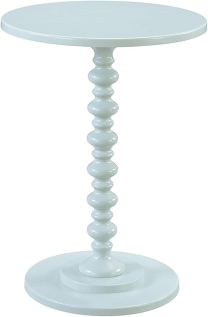 Convenience Concepts Palm Beach Spindle 17.75" Traditional Round End Living Room, Turned Solid Wood Side, Classic Display Pedestal Table, Sea Foam Blue