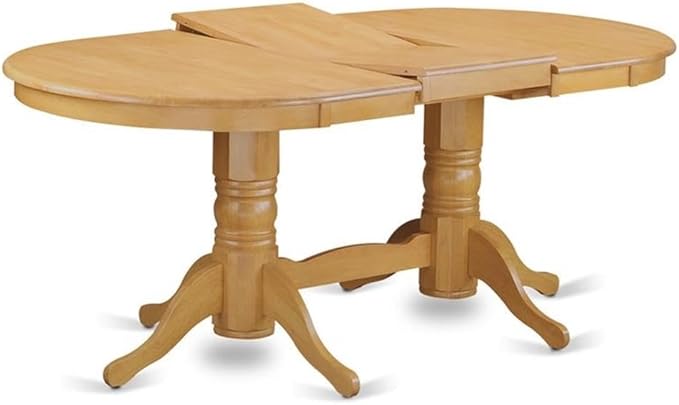 East West Furniture VAAB7-OAK-55 7 Piece Dinette Set Consist of an Oval Dining Room Table with Butterfly Leaf and 6 Oasis Blue Faux Leather Upholstered Chairs, 40x76 Inch, Oak