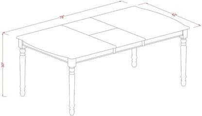 East West Furniture DOAN5-WHI-W 5 Piece Kitchen Table Set for 4 Includes a Rectangle Dining Room Table with Butterfly Leaf and 4 Dining Chairs, 42x78 Inch, Buttermilk & Cherry