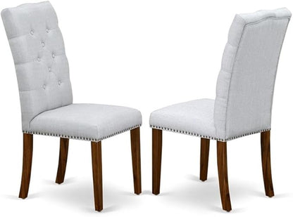 East West Furniture DLEL3-AWA-05 3 Piece Kitchen Table & Chairs Set Consist of a Round Dining Table with Dropleaf and 2 Upholstered Parson Chairs, 42x42 Inch, Antique Walnut