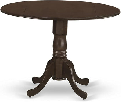 East West Furniture DLVA3-ESP-W 3 Piece Dinette Set for Small Spaces Contains a Round Dining Table with Dropleaf and 2 Dining Room Chairs, 42x42 Inch, Espresso