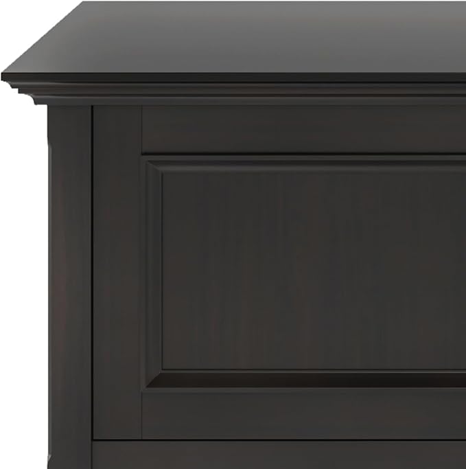 SIMPLIHOME Amherst 72-inch Wide Solid Wood Low TV Stand in Hickory Brown, Transitional-Style Media Console for Living Room with Cable Management, Fits 80" TVs