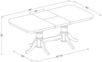 East West Furniture NADO7-WHI-W 7 Piece Dining Room Furniture Set Consist of a Rectangle Kitchen Table with Butterfly Leaf and 6 Dining Chairs, 40x78 Inch, Buttermilk & Cherry