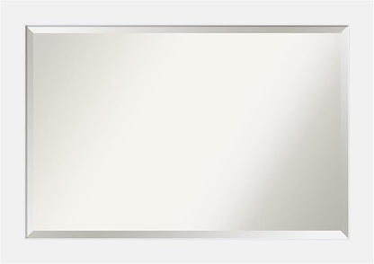 Amanti Art White Bathroom Mirror for Over Sink, 29x41 Corvino White Rectangle Vanity Mirror, Large Modern Contemporary Wood Frame, Hangs Horizonally and Vertically, Bathroom Wall Decor, Beveled Edge