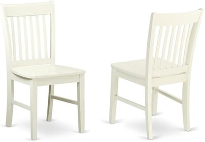 East West Furniture MZNO5-LWH-W 5 Piece Kitchen Table & Chairs Set Includes a Rectangle Dining Table with Dropleaf and 4 Dining Room Chairs, 36x54 Inch, Linen White