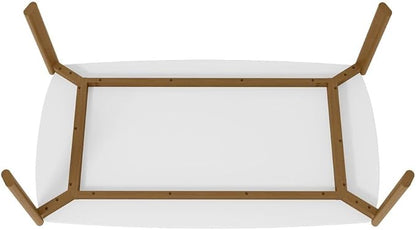 Manhattan Comfort Gales 70-Inch Mid Century Modern Dining Table for 6 Persons, Unique Minimalist Home Furniture with Solid Eucalyptus Wood Legs, Matte White