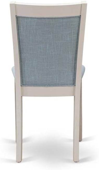 East West Furniture X097MZ015-5 5 Piece Modern Dining Table Set Includes a Rectangle Wooden Table with X-Legs and 4 Baby Blue Linen Fabric Upholstered Chairs, 40x72 Inch, Multi-Color