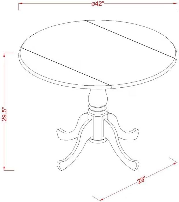 East West Furniture DLAN3-BLK-C 3 Piece Dining Table Set for Small Spaces Contains a Round Dining Room Table with Dropleaf and 2 Linen Fabric Upholstered Chairs, 42x42 Inch, Black