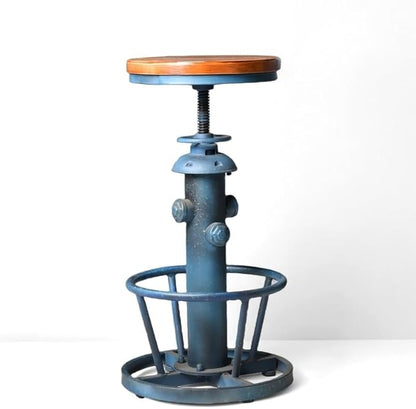 Retro Bar Stool Industrial Swivel Counter Stools for Kitchen Island 24.8-30.7inch Height Adjustable Vintage Fire Hydrant Design Coffee Stools Farmhouse Dining Chairs
