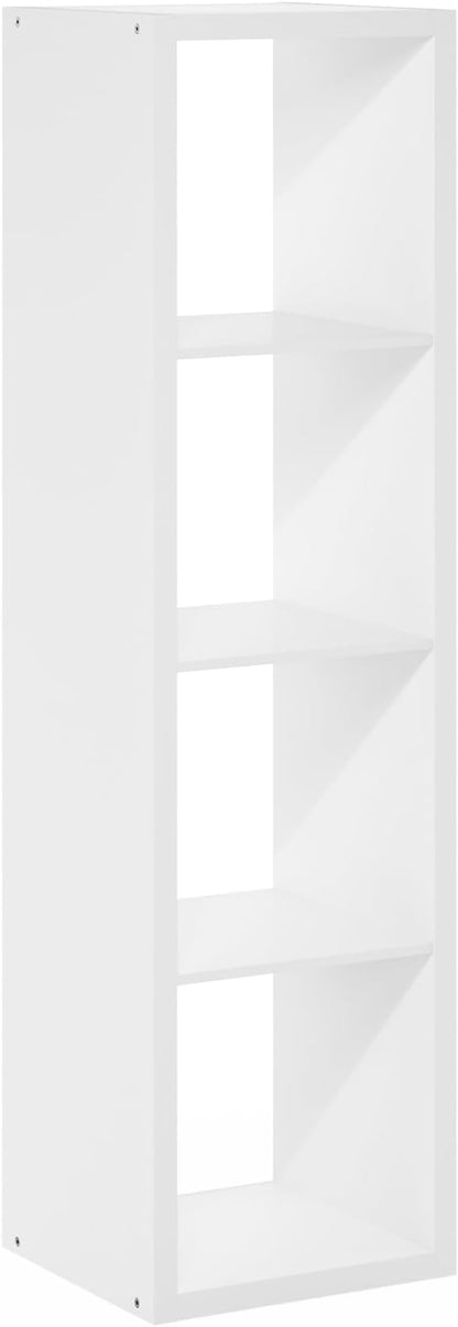 Furinno Cubicle Open Back Decorative Verticle Cube Storage Organizer, 4-Cube, White