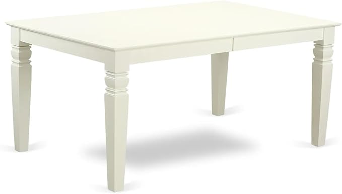 East West Furniture LGAS7-LWH-41 7 Piece Kitchen Table Set Contain A Modern Table and 6 Platinum Gray Polyester Fabric Dining Chairs with Stylish Back- Linen White Finish