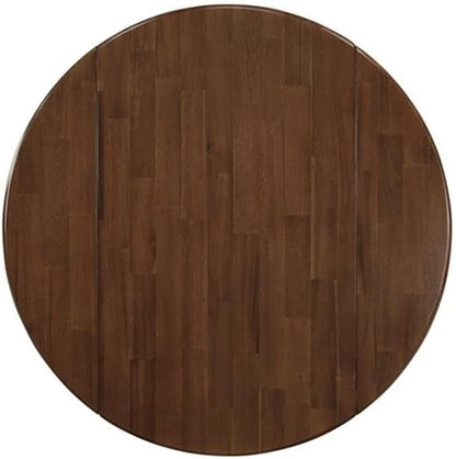 East West Furniture DLEL5-AWA-05 5 Piece Dinette Set for Small Spaces Includes a Round Kitchen Table with Dropleaf and 4 Parson Dining Chairs, 42x42 Inch, Antique Walnut