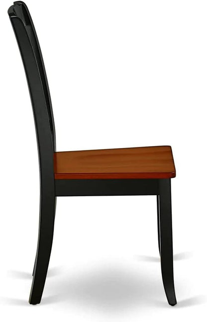 East West Furniture MZDA5-BCH-W 5 Piece Dining Room Furniture Set Includes a Rectangle Kitchen Table with Dropleaf and 4 Dining Chairs, 36x54 Inch, Black & Cherry