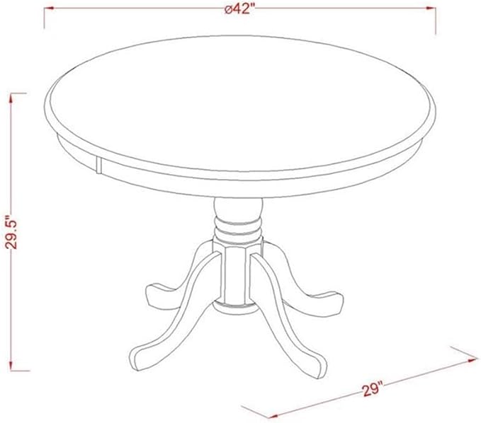 East West Furniture HBIP5-MAH-W 5 Piece Kitchen Table & Chairs Set Includes a Round Dining Room Table with Pedestal and 4 Solid Wood Seat Chairs, 42x42 Inch, Mahogany