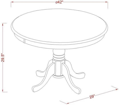 East West Furniture HBIP5-MAH-W 5 Piece Kitchen Table & Chairs Set Includes a Round Dining Room Table with Pedestal and 4 Solid Wood Seat Chairs, 42x42 Inch, Mahogany