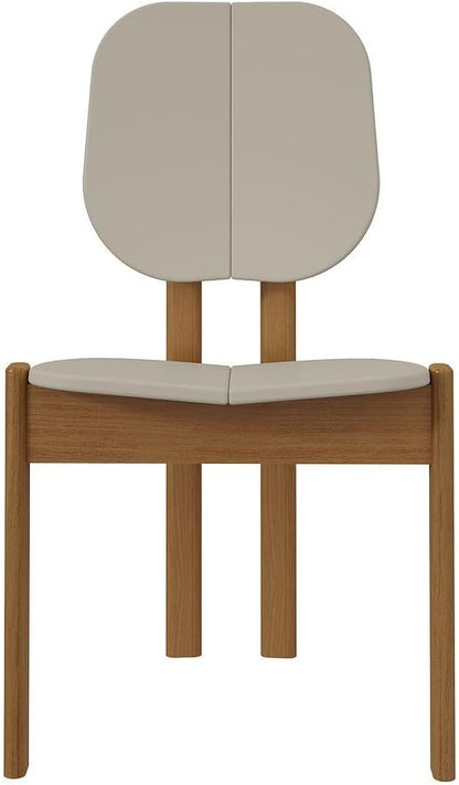 Manhattan Comfort Mid-Century Modern Gales Dining Chair with Solid Wood Legs in Greige - Set of 4