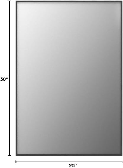 20x30 Inch Black Bathroom Mirror, Copper-Free Mirror, Aluminum Alloy Frame Vanity Mirror, Rectangle Wall Mounted Mirror, Modern Mirror for Bedroom/Living Room/Porch Horizontal or Vertical