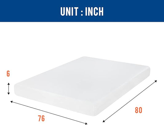 FDW | 6 Inch King Mattress | Medium Firm | Gel Memory Foam Mattress | White | Bed in a Box, CertiPUR-US Certified | Pressure Relief, Cooling Ventilated Foam | Washable Removable Cover