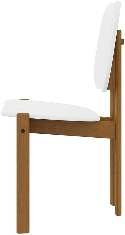 Manhattan Comfort Mid-Century Modern Gales Round 46.54 Dining Table with Solid Wood Legs in White - Set of 5