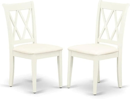 East West Furniture LGCL5-LWH-C 5 Piece Kitchen Table & Chairs Set Includes a Rectangle Dining Table with Butterfly Leaf and 4 Linen Fabric Dining Room Chairs, 42x84 Inch, Linen White