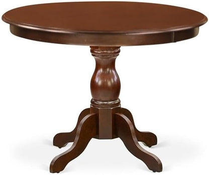 East West Furniture HLDL3-MAH-W 3 Piece Kitchen Table Set for Small Spaces Contains a Round Dining Room Table with Pedestal and 2 Solid Wood Seat Chairs, 42x42 Inch, Mahogany