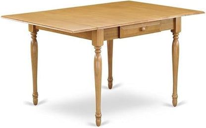 East West Furniture MZNO3-OAK-C 3 Piece Dining Table Set for Small Spaces Contains a Rectangle Dining Room Table with Dropleaf and 2 Linen Fabric Upholstered Chairs, 36x54 Inch, Oak