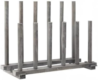 MyGift Vintage Weathered Gray Solid Wood Floor Standing Boot Holder Rack, Wooden Entryway Shoe Storage Organizer Stand Holds 6 Pairs of Tall and Short Boots