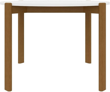 Manhattan Comfort Gales 46-Inch Mid Century Modern Round Dining Table for 2-4 Person, Minimalist Home Furniture with Solid Eucalyptus Wood Legs, Matte White