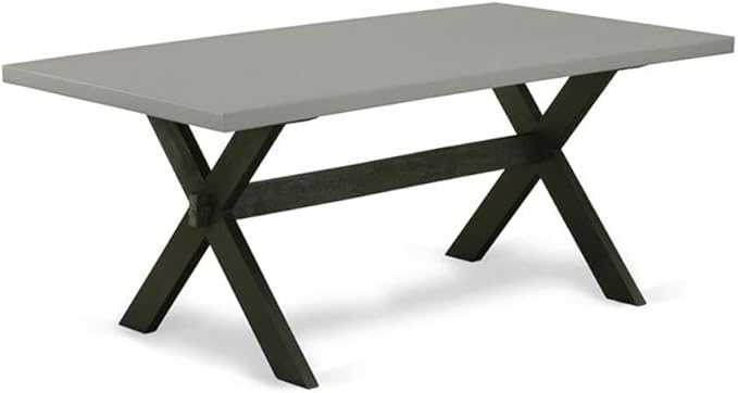 East West Furniture X697AB624-9 9 Piece Dining Room Table Set Includes a Rectangle Kitchen Table with X-Legs and 8 Black Color Linen Fabric Parsons Dining Chairs, 40x72 Inch, Multi-Color