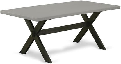 East West Furniture X697AB624-9 9 Piece Dining Room Table Set Includes a Rectangle Kitchen Table with X-Legs and 8 Black Color Linen Fabric Parsons Dining Chairs, 40x72 Inch, Multi-Color