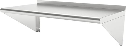 Stainless Steel Shelf 12x48 Inches, NSF Commercial Metal Wall Mounted Rack Shelves,Floating Shelving for Restaurant, Food Truck, Kitchen,Garage,Washrooms,Home&Hotel