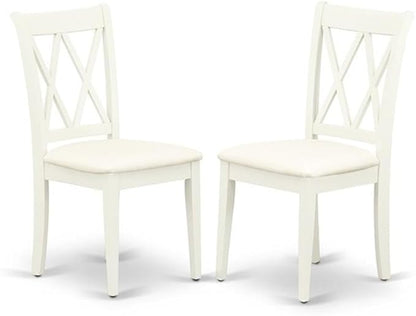 East West Furniture LGCL7-LWH-C 7 Piece Dining Room Table Set Consist of a Rectangle Kitchen Table with Butterfly Leaf and 6 Linen Fabric Upholstered Chairs, 42x84 Inch, Linen White