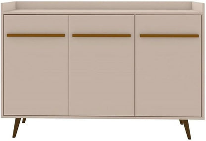 Manhattan Comfort Bradley Buffet Cabinet with Storage, Mid Century Modern Sideboard with 4 Shelves and Soft Close Doors, TV Stand Media Console for up to 50" Screens, 53.54" Long, Off White