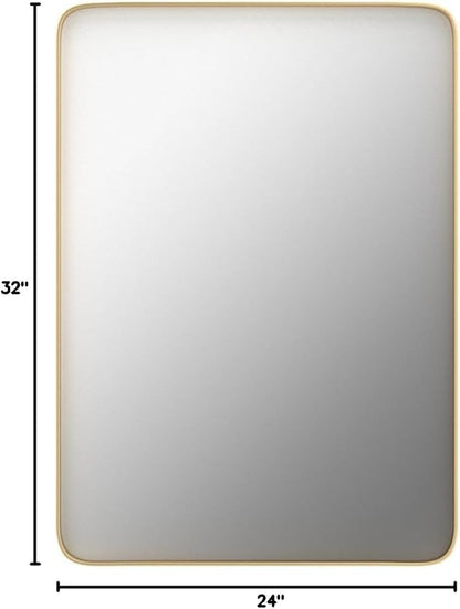 Bathroom Mirror 24x32 inch, Gold Gorgeous Deep Frame Wall Mirror, Modern Round Corner Bathroom Vanity Mirror for Bedroom, Living Room, Hanging or Leaning Horizontal or Vertical, Gold