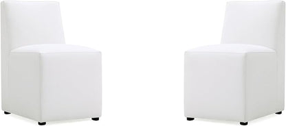 Manhattan Comfort Anna Square Modern Dining Chair with Head to Toe Faux Leather Upholstery and Plastic Foot Padding, Luxury Accent Furniture, Set of 2, Cream