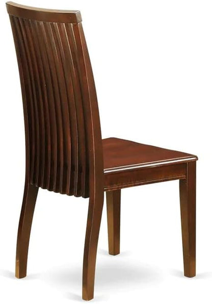 East West Furniture HBIP3-MAH-W 3 Piece Dining Table Set for Small Spaces Contains a Round Dining Room Table with Pedestal and 2 Wood Seat Chairs, 42x42 Inch, Mahogany