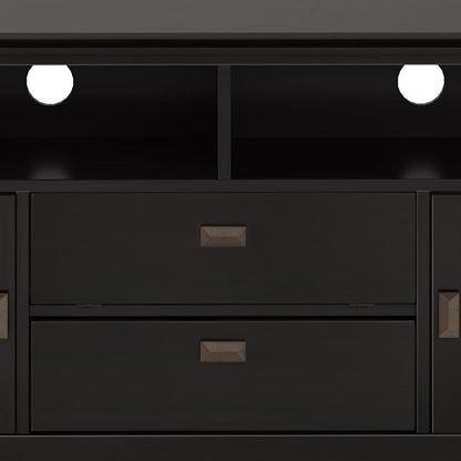 SIMPLIHOME Artisan SOLID WOOD 72 Inch Wide Transitional TV Media Stand in Hickory Brown for TVs up to 80 Inches, For the Living Room and Entertainment Center