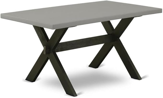 East West Furniture X696VE650-6 6 Piece Kitchen Table & Chairs Set Contains a Rectangle Dining Room Table and 4 Dark Gotham Linen Fabric Parson Chairs with a Bench, 36x60 Inch, Multi-Color