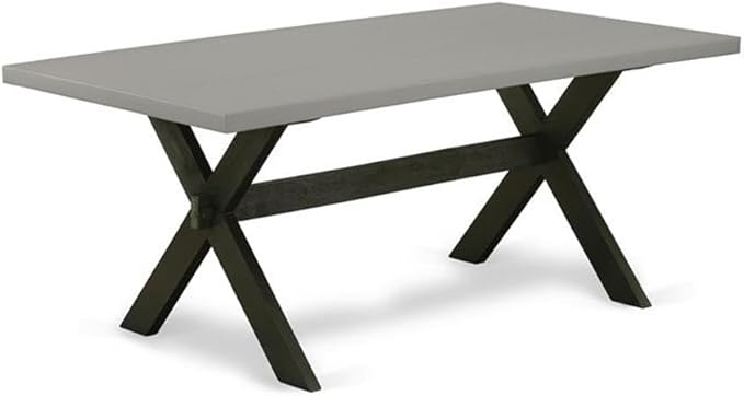 East West Furniture X697MZ606-9 9 Piece Kitchen Table & Chairs Set Includes a Rectangle Dining Room Table with X-Legs and 8 Shitake Linen Fabric Parsons Chairs, 40x72 Inch, Multi-Color