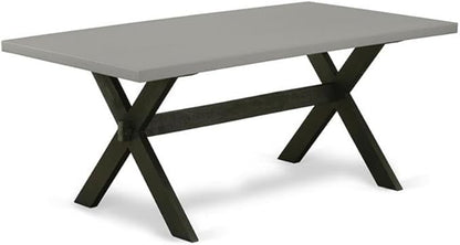 East West Furniture X697MZ606-6 6 Piece Dinette Set Contains a Rectangle Dining Table with X-Legs and 4 Shitake Linen Fabric Parson Chairs with a Bench, 40x72 Inch, Multi-Color