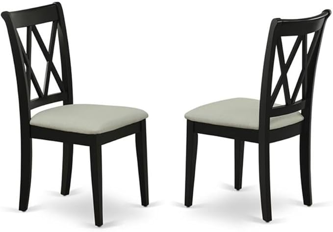 East West Furniture LGCL9-BLK-C 9 Piece Dining Room Table Set Includes a Rectangle Kitchen Table with Butterfly Leaf and 8 Linen Fabric Upholstered Dining Chairs, 42x84 Inch, Black