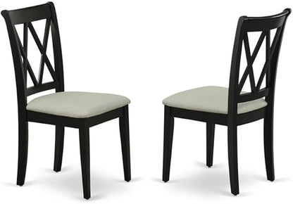 East West Furniture LGCL7-BLK-C 7 Piece Kitchen Table & Chairs Set Consist of a Rectangle Butterfly Leaf Dining Table and 6 Linen Fabric Upholstered Chairs, 42x84 Inch, Black