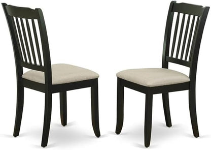 East West Furniture LGDA9-BLK-C 9 Piece Dining Room Table Set Includes a Rectangle Kitchen Table with Butterfly Leaf and 8 Linen Fabric Upholstered Dining Chairs, 42x84 Inch, Black