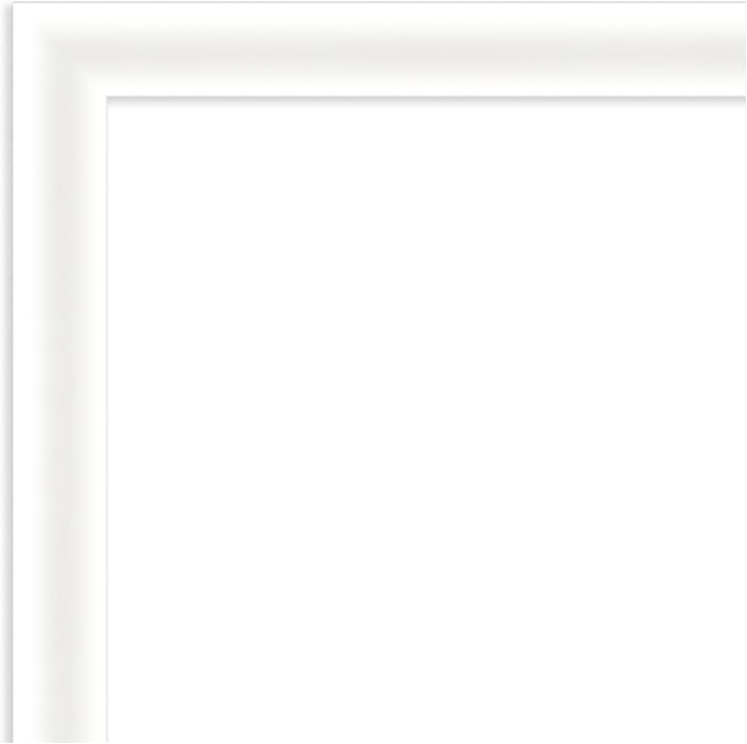 Amanti Art White Bathroom Mirror for Over Sink, 23x23 Oliver White Narrow Square Vanity Mirror, Medium Modern Wood Frame, Hangs Horizonally and Vertically, Bathroom Wall Decor, Beveled Edge