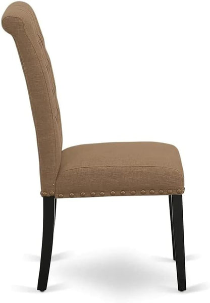 East West Furniture NOBR5-BLK-17 5 Piece Kitchen Set for 4 Includes a Rectangle Dining Room Table with Butterfly Leaf and 4 Light Sable Linen Fabric Parsons Chairs, 32x54 Inch, Black
