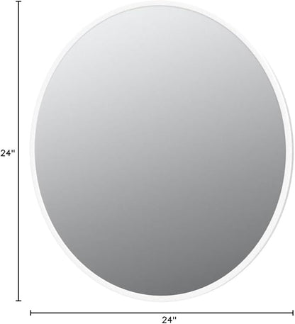 FrameWorks 24" Deluxe Contemporary White Circular Aluminum Mirror