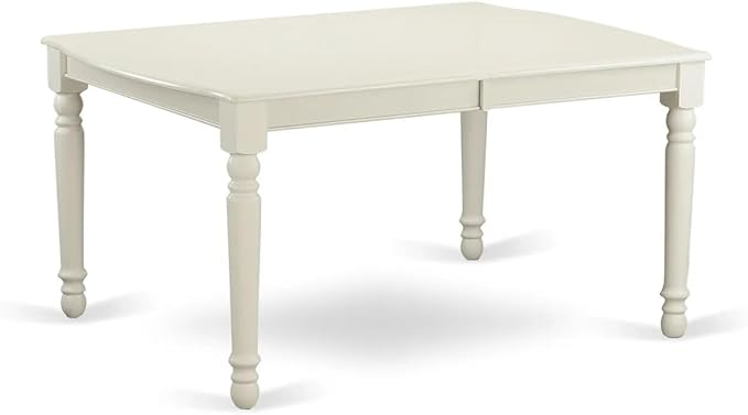 East West Furniture DODA9-LWH-12 9 Piece Dinette Set Contains a Rectangle Dining Table with Butterfly Leaf and 8 Polyester Fabric Upholstered Chairs, Linen White